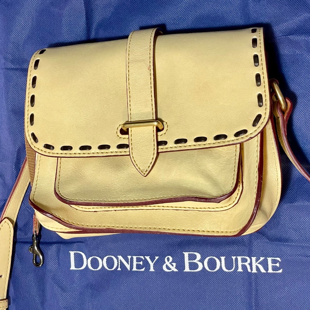 Vintage Dooney & Bourke Florentine Leather Cream Crossbody Binocular Purse - Picture 16 of 16